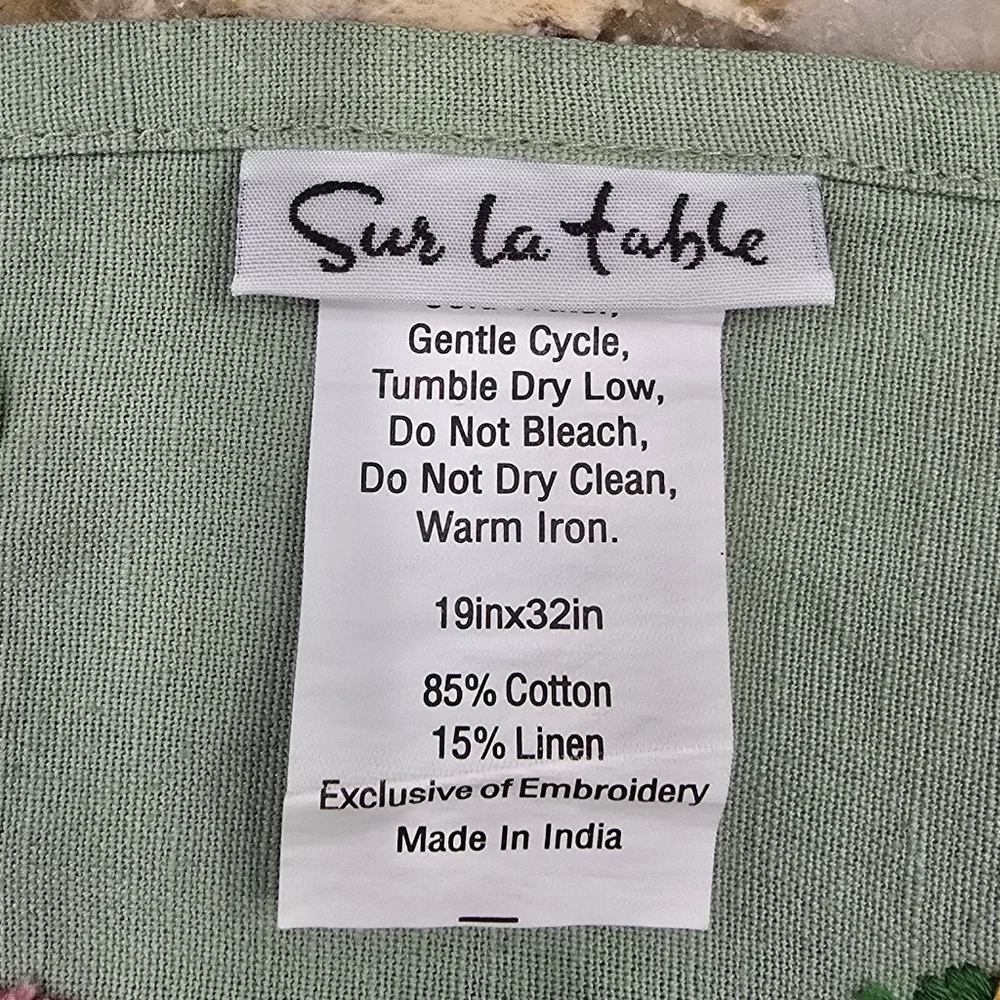 Sur La Table Floral Embroidered Apron